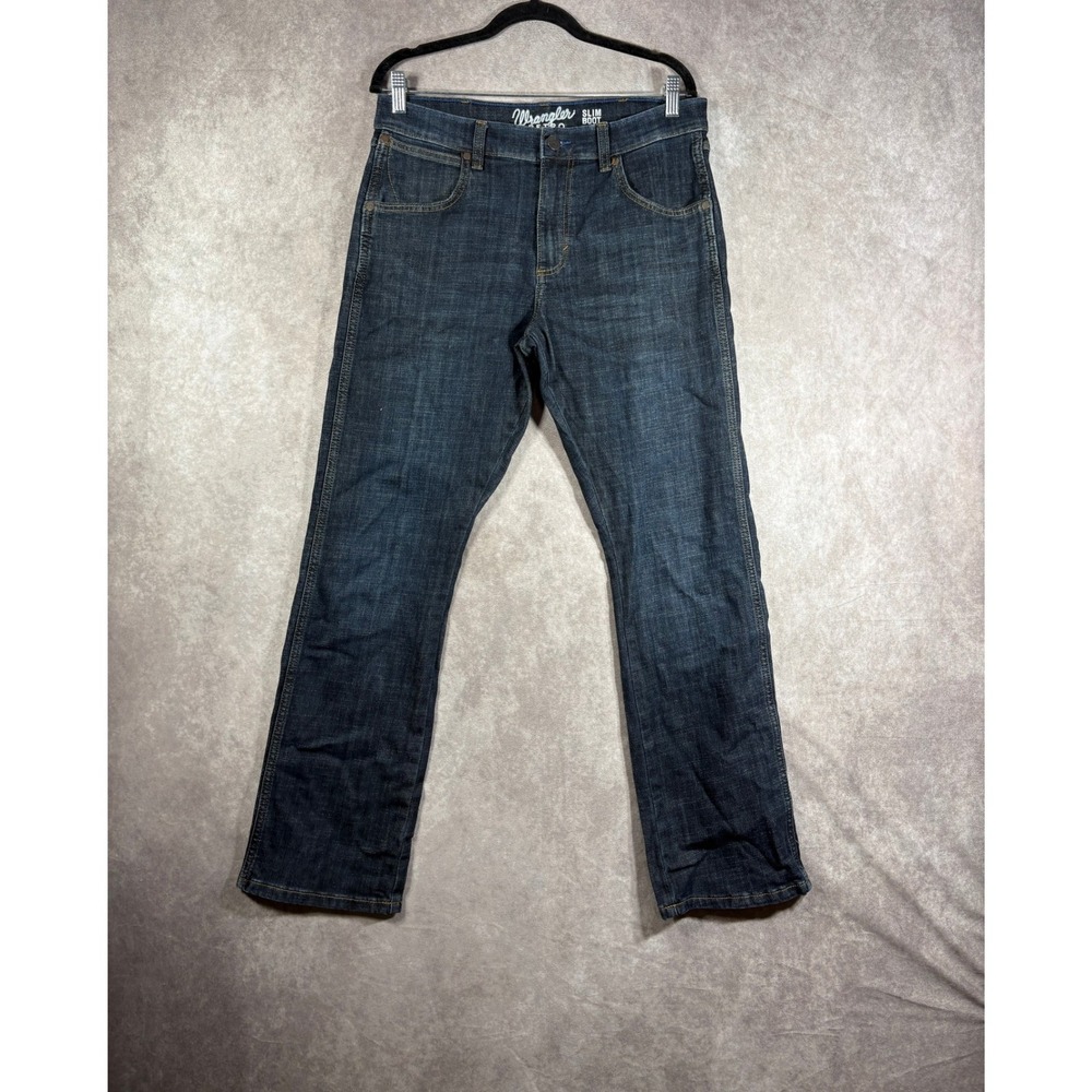 Wrangler Retro Jeans Mens 32x32 Dark Wash Slim Boot Western Cowboy Rodeo Stretch